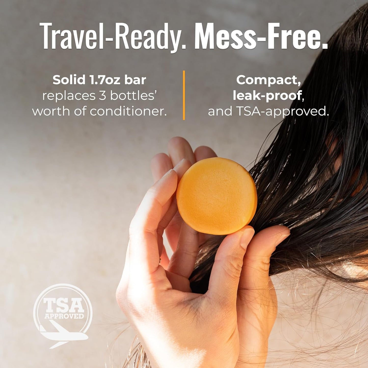 Sunshine Conditioner Bar, Vegan Solid Hair Conditioner for All Hair Types, with Pineapple, Mango, Cocoa Butter, Zero Waste, Travel-Friendly