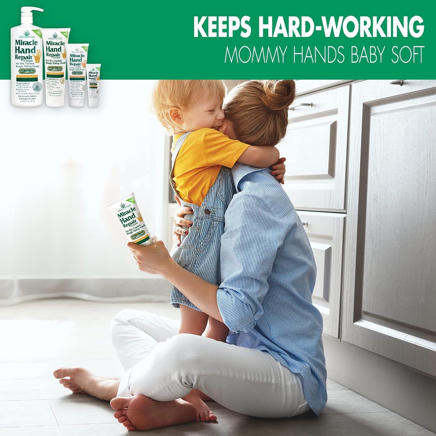 Miracle Hand Repair Cream for Dry Cracked Hands 1 oz Best Healing Hand Cream with 60% Aloe Vera - Non-Greasy Moisturizer for Working Hands - Fast Absorbing Lotion for Extremely Dry Skin (12-Pack)