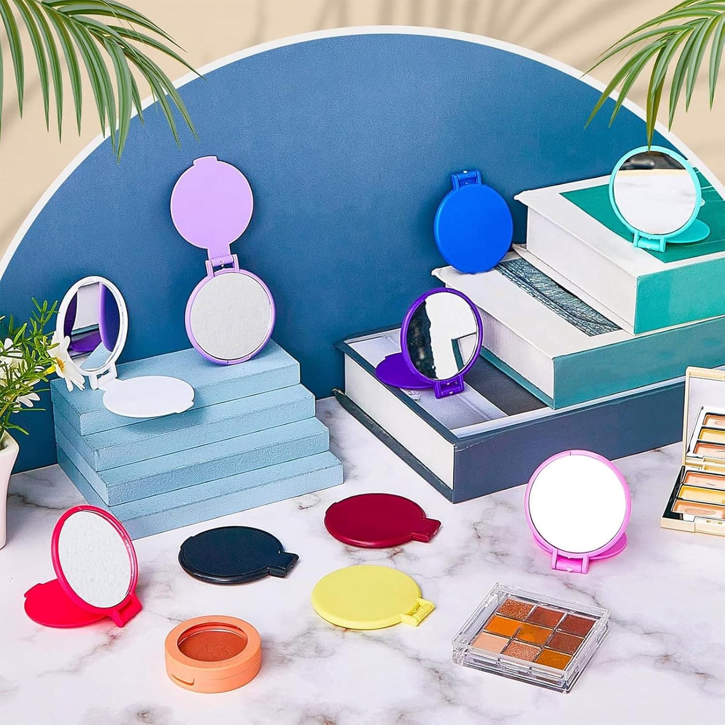 Juexica 100 Pcs Compact Mirror Bulk for Women Mini Folding Mirror Portable Pocket Makeup Round Small Vintage Travel for Cosmetic Purse Bag Gifts Mom Daily Use (Classic Colors)