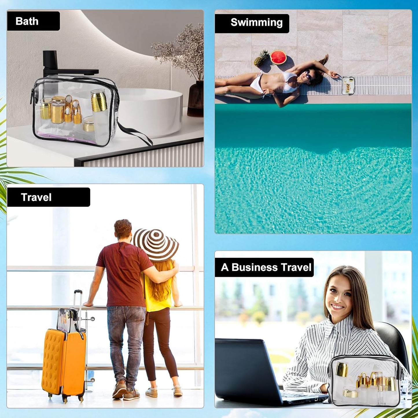 30 Pack TSA Approved Glass Travel Skincare Containers, 1.3/1/0.7/0.3oz Refillable Traveling Size Containers with Pump, Jars & Essential Oil Bottle in Clear Zip Bag, Leak-Proof for Creams & Liquids