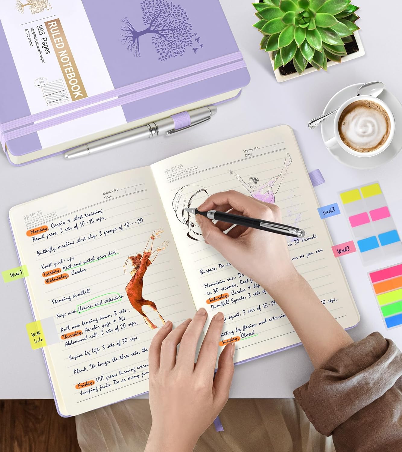 Lined Journal Notebook -365 Pages A5 Thick Journals for Writing Ruled Notebook, Pink Hardcover Leather Journals for Women Men, Daily Journal Notebook for Work, Note Taking ( 5.75'' X 8.38'' Purple)