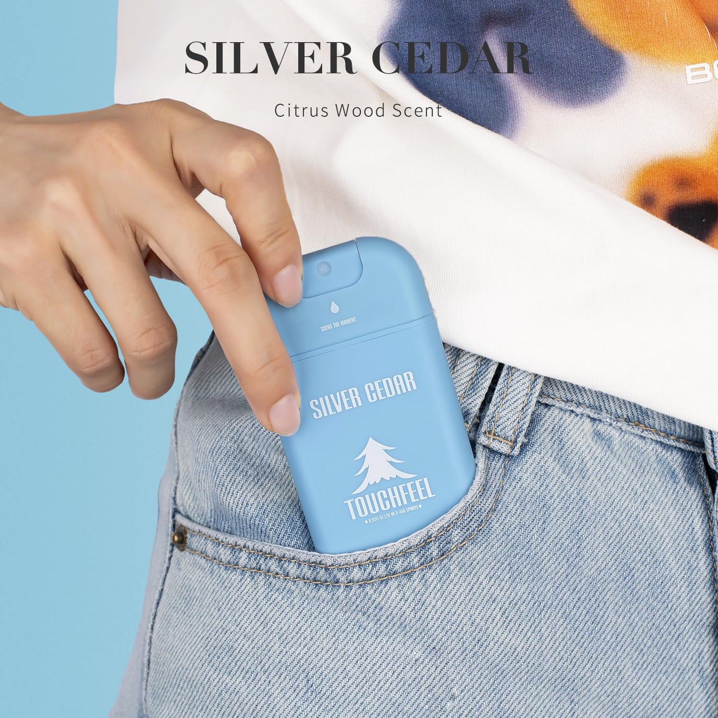 Spray Hand Sanitizer Travel Size Scented 3-Pack - Refillable Hydrating Hand Sanitizers Portable Design Travel Essentials (Silver Cedar) 0.93Fl Oz Each