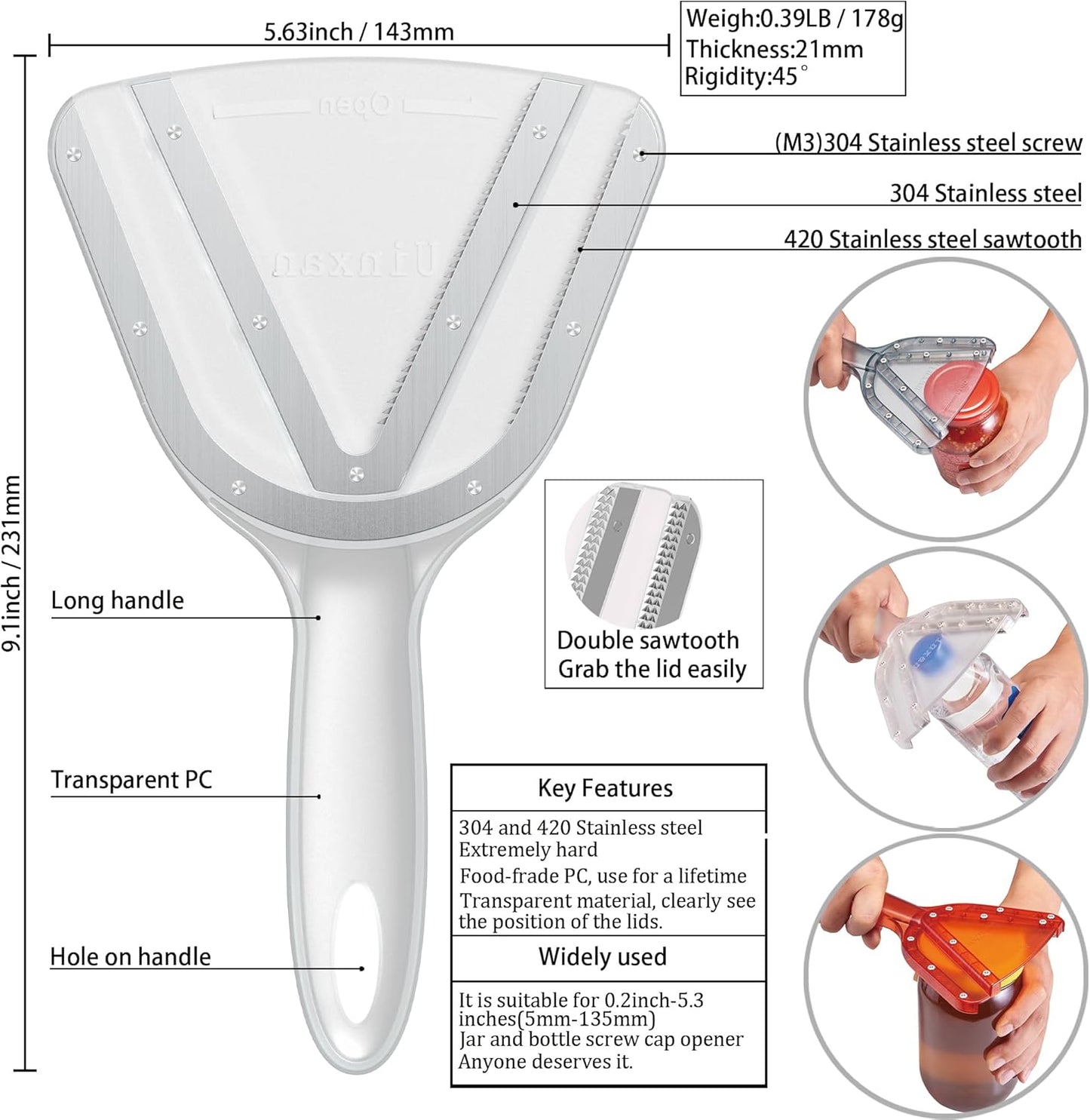 Jar Opener for Weak Hand & Seniors with Arthritis,Easy Twist Off Bottle Caps,Patent | Unique Kitchen Gadgets, Christmas Gifts for Elderly/Women/Men (Black)