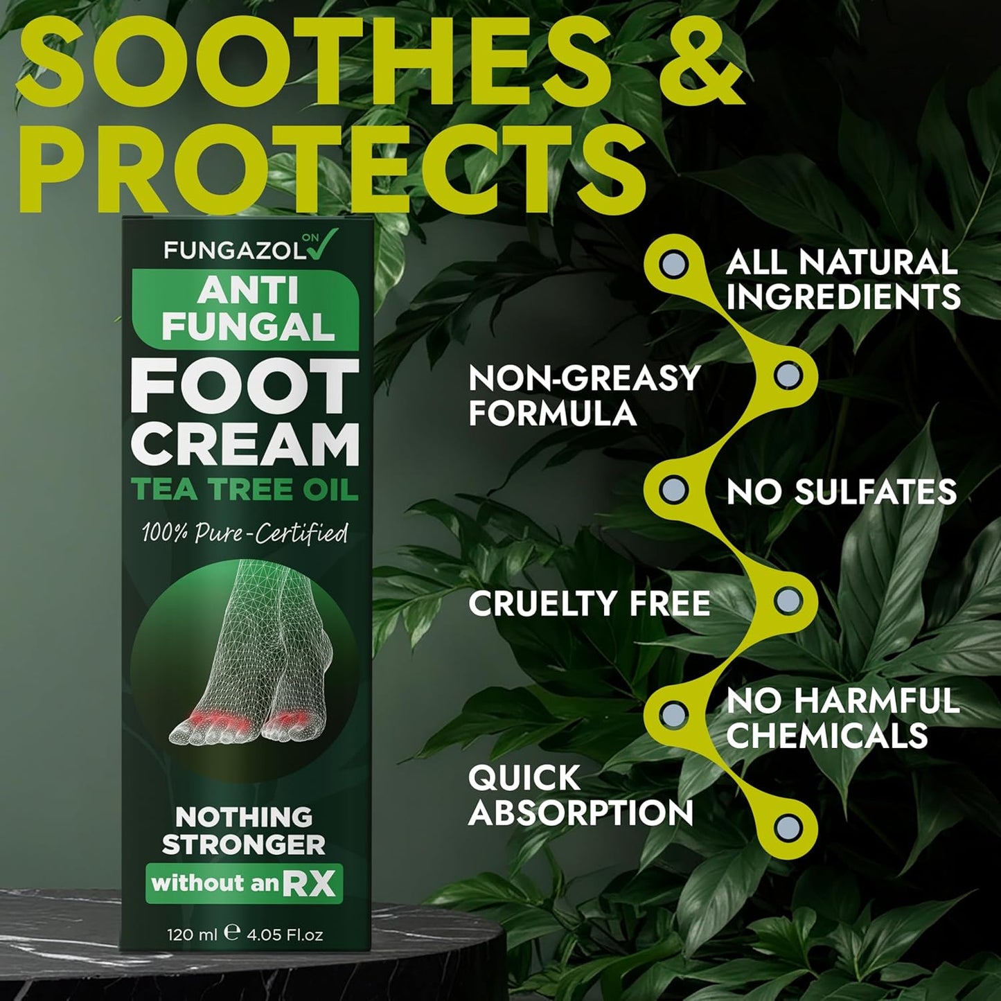 Foot Cream with Tea Tree Oil | Antifungal Cream to Soothes Cracked Heels, Dry Skin & Itchy Feet | Helps with Athleteβs Foot, Nail Fungus & Jock Itch | Relieves Itching & Burning | 4.05 fl oz