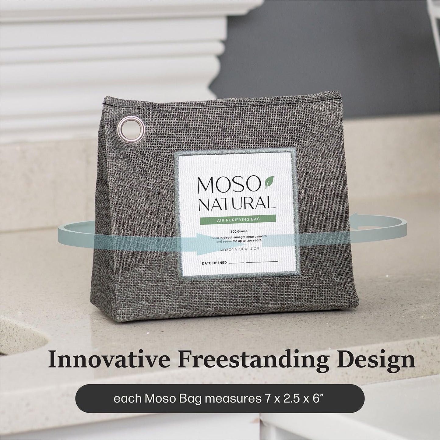 Moso Natural Air Purifying Bag 300g (10.58oz) Premium Bamboo Charcoal Odor Absorber for Home & Pet | Closet Odor Eliminator & Small Room Deodorizer | Charcoal Bags Last 2 Years | Unscented (3 Pack)