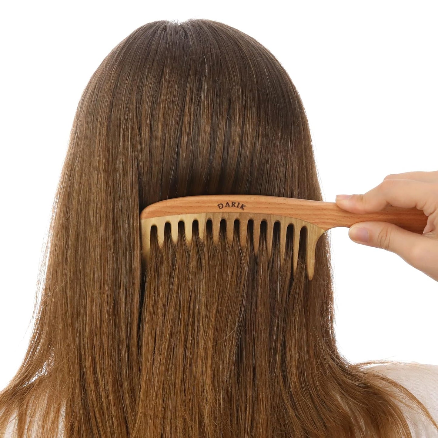 Wide Tooth Wooden Comb Handmade - Natural Vintage Style Wide Tooth Comb for Curls Gentle Styling - Anti-Static Wood Hair Combs For Women Detangling (Wide-tooth)