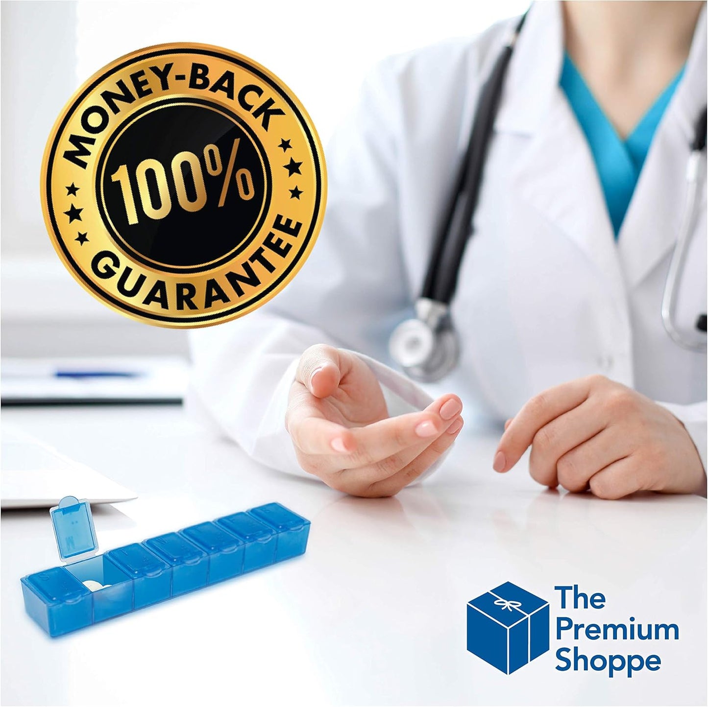 USA Merchant - 7 Day Small Pill Box with Snap Close Lids - Weekly Pill Organizer 4 Times a Day or 28 Day Dispenser - Comes with 4 Separate 7 Day Pill Containers for Vitamins, Supplements, and Medicine