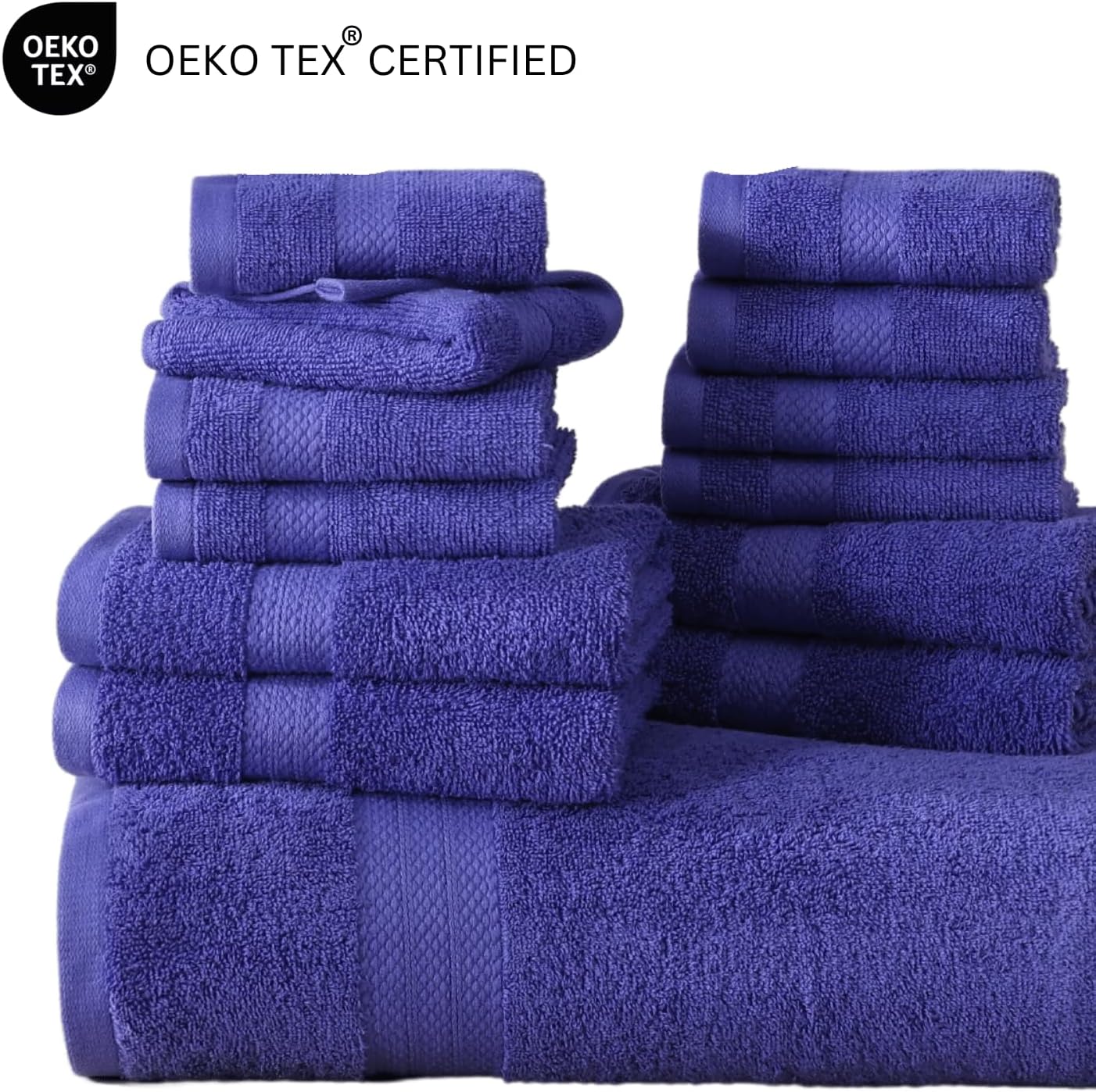 Lane Linen 100% Cotton Bathroom Towel Set - 24 Pcs - Ring Spun, Quick Dry, Very Soft & Absorbent - 2 Bath Sheets, 4 Fingertip, 4 Bath, 6 Hand Towels, 8 Washcloths - Medium GSM, Pre Shrunk - Blue Irish