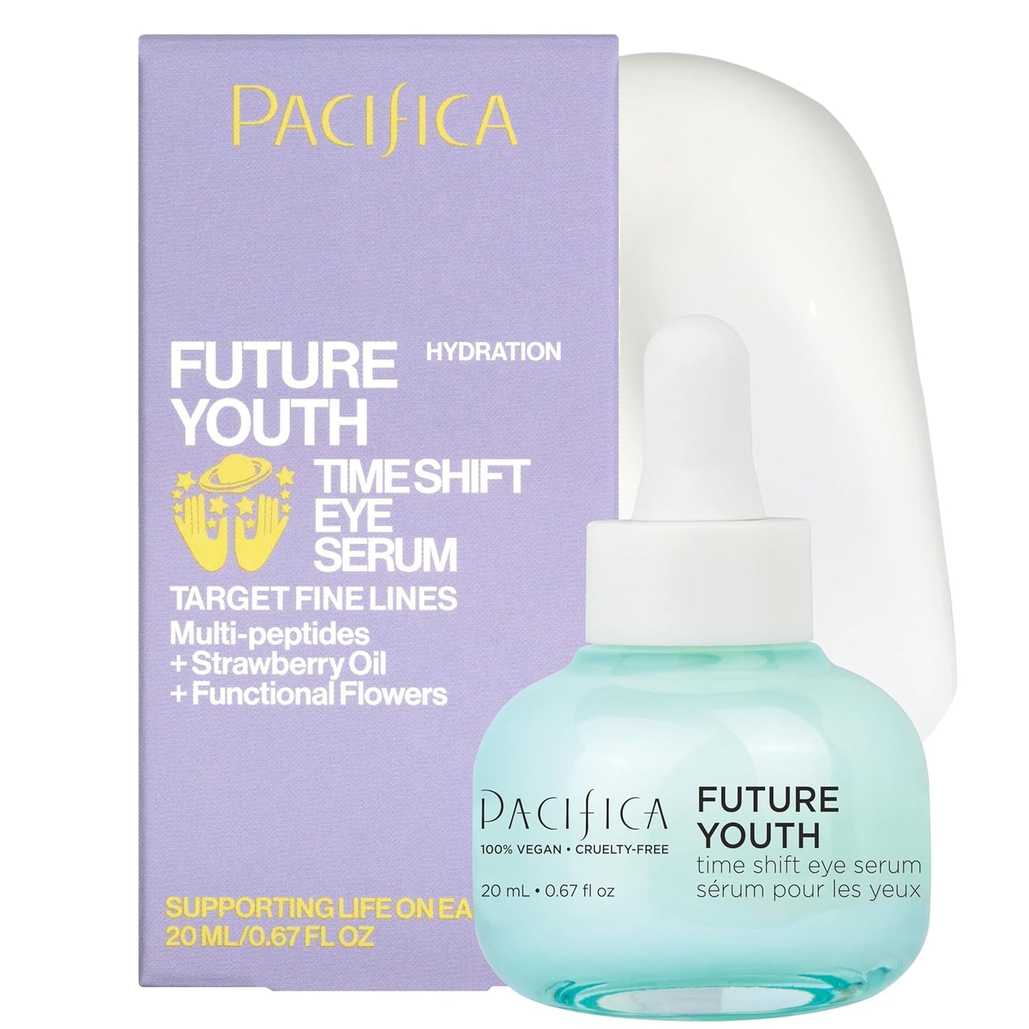 Pacifica Future Youth Time Shift Eye Serum – Peptide Eye Serum for Fine Lines & Dark Circles, Lifting & Firming Under Eye Treatment w/Flora + Peptide-11, Unscented Hydrating Gel for All Skin Types