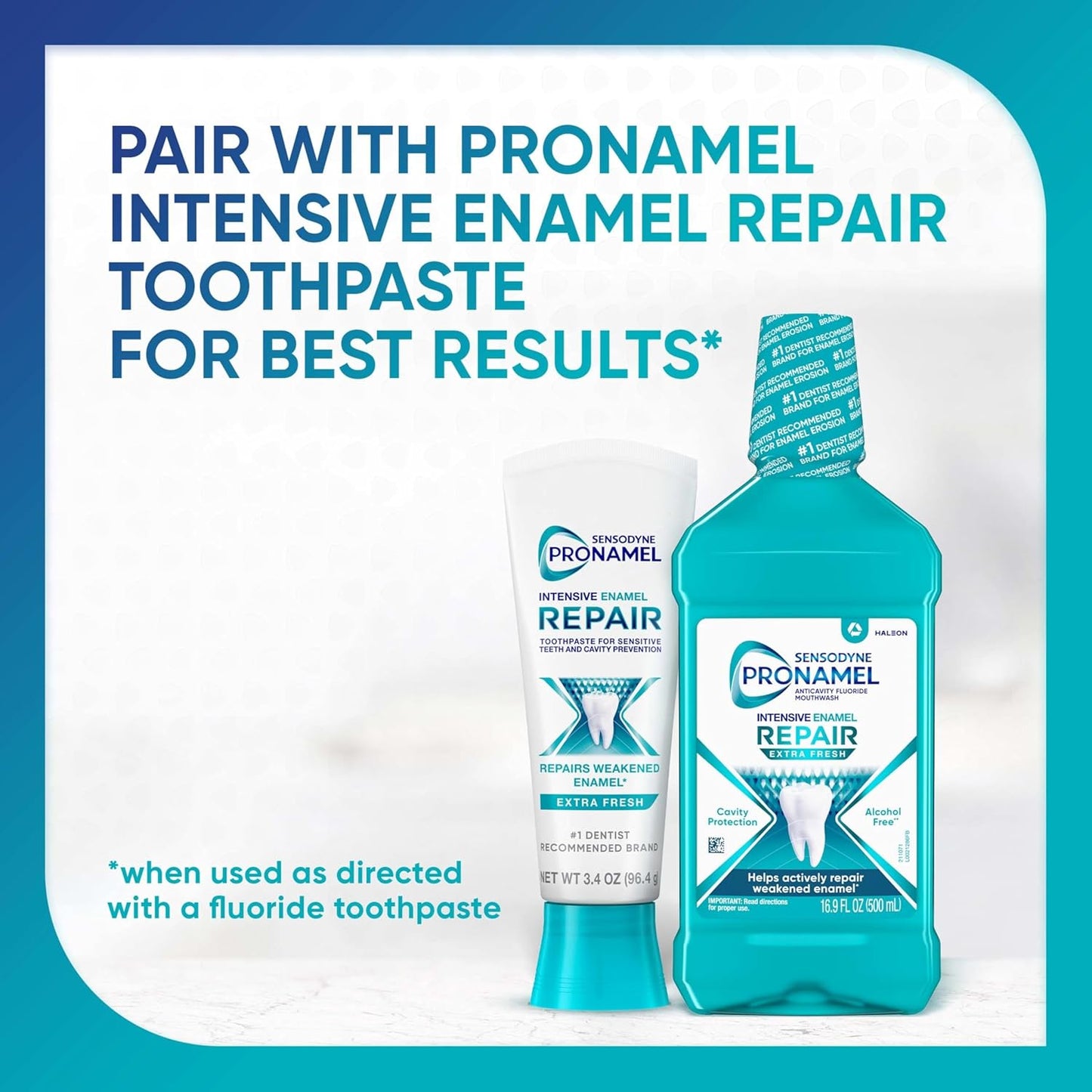 Sensodyne Pronamel Intensive Enamel Repair Alcohol-Free Mouthwash to Help Actively Repair Enamel and Protect Against Cavities, Extra Fresh, 16.9 fl oz (3 Pack)