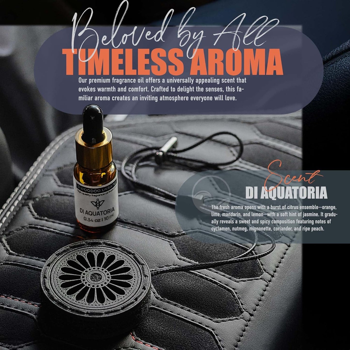 Wood Car Air Freshener — Handmade Air Freshener — Best Wheels Aromatherapy Fragrance Oil Diffuser in Wooden Gift Box — Ready To Gift Set with diAquatoria Fragrance Oil - 10 ml