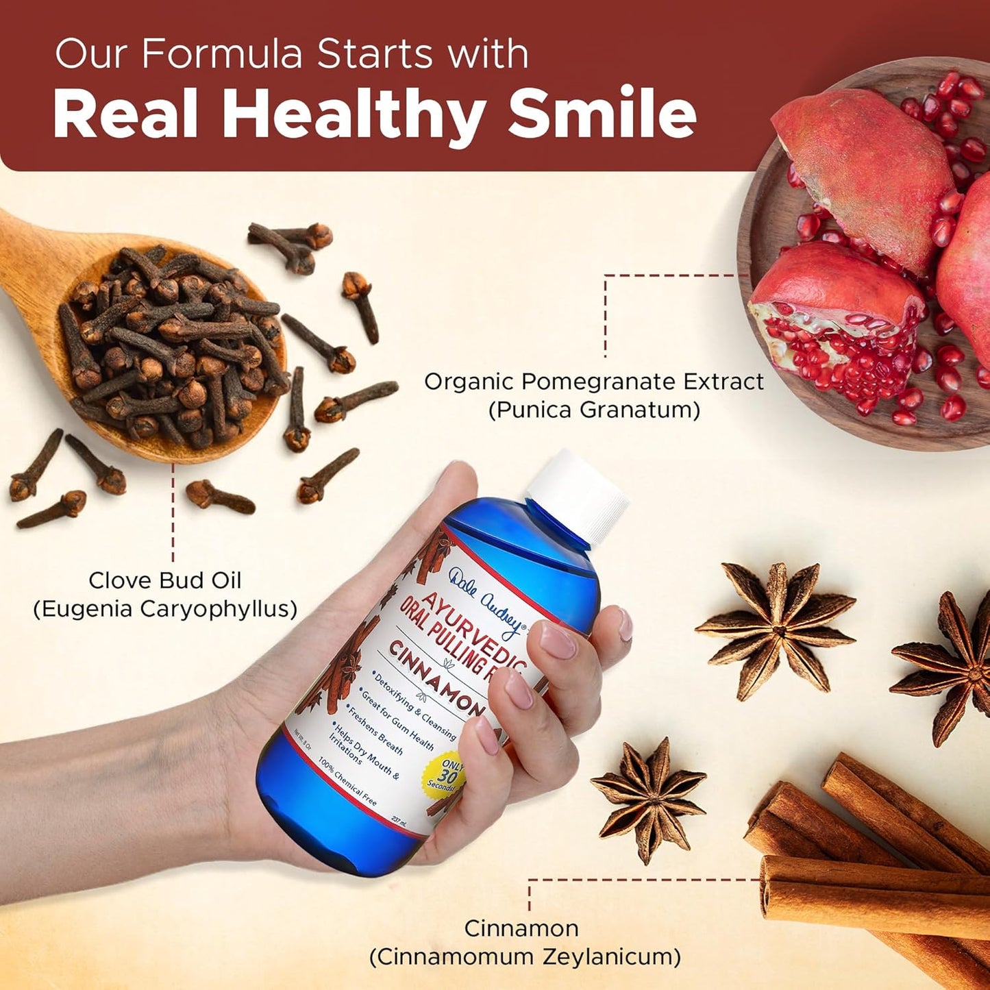 Oil Pulling for Teeth and Gums | Made in USA Cinnamon Flavored Organic Sesame | Ayurvedic Oil Pulling Rinse to Whiten Your Teeth & Freshen Your Breath | Alcohol Free Fresh Breath Mouthwash-8 FL Oz