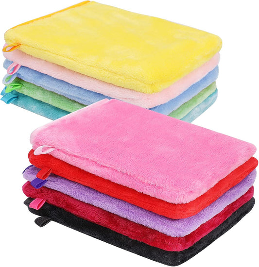 PHOGARY 10 PCS Microfiber Body Wash Mitts, Flannel Soft Face Mitten, Bath Spa Cloth, Reusable Makeup Remover Mitt Gloves, European Style Wash Cloth, 6×8inch, 10 Colors