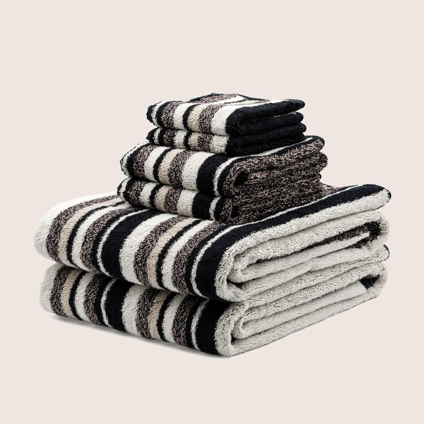 Italic Ultraplush Luxe 6 Piece Towel Set – 2 Bath Sheets, 2 Hand Towels, 2 Washcloths – 800GSM Soft, Highly Absorbent & Quick Drying, Resort Grade 100% Australian Cotton Towels (Stripe Multi-Color)