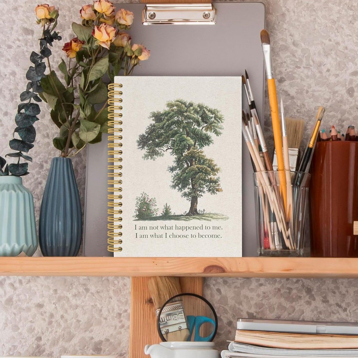 Mental Health Spiral Notebook, Therapy Journaling Notebooks for Note Taking, Vintage Tree Nature Hardcover Journals for Women 160 Pages 5.5x8.3 Inch, Inspirational Gifts for Women