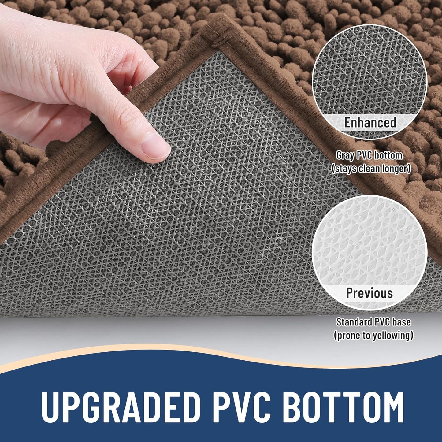 Arotive Luxury Chenille Bathroom Rug Mat, Extra Soft Thick Absorbent Shaggy Bath Rugs, Non-Slip Machine Wash Dry, Plush Bath Mats for Bathroom, Shower and Tub, 47x24, Mocha