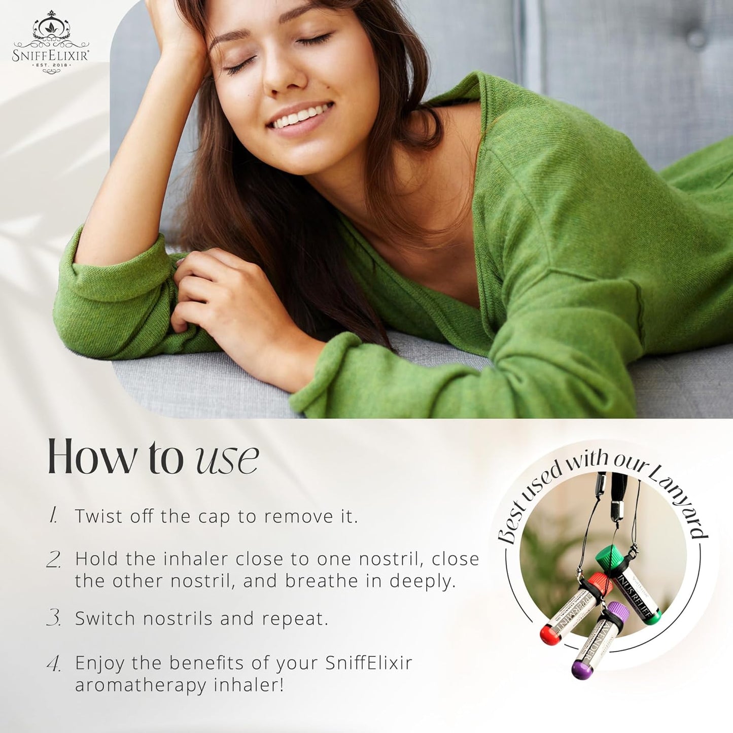 Nasal Stick Inhaler Lavender Nasal Aromatherapy Inhaler - Natural Essential Oil Inhaler for Calm Mind, Mood Boost Nausea Inhaler Relaxation Gifts Nasal Inhaler Stick Portable Nasal Inhalers for Adults