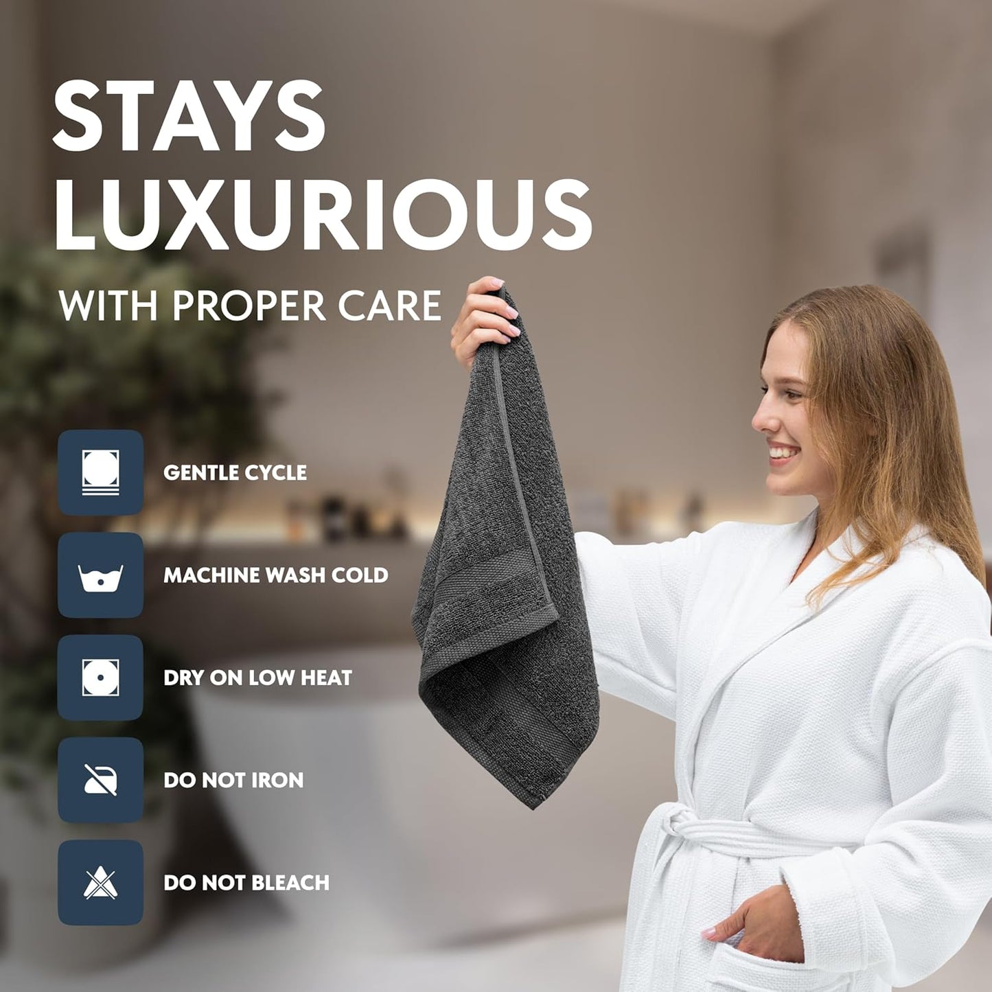 White Classic Luxury Dark Gray Hand Towels - Soft 100% Turkish Cotton | Highly Absorbent Hotel spa Bathroom Towel Collection | 16x30 Inch | Set of 6