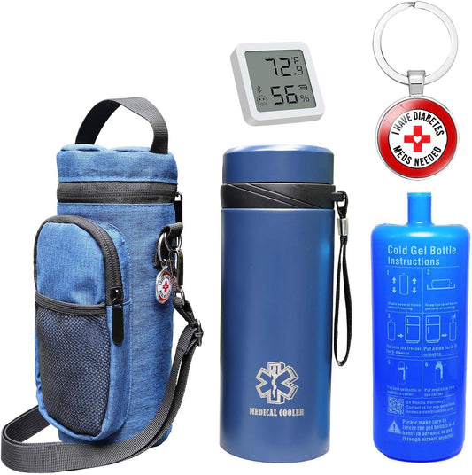 48H 7 Pens Bluetooth Insulin Cooler Travel Case,Medication Cooler for Travel,with Insulated Bottle Holder,Smart Bluetooth Temperature Humidity Monitor with TUYA APP View,with Biogel Ice Pack