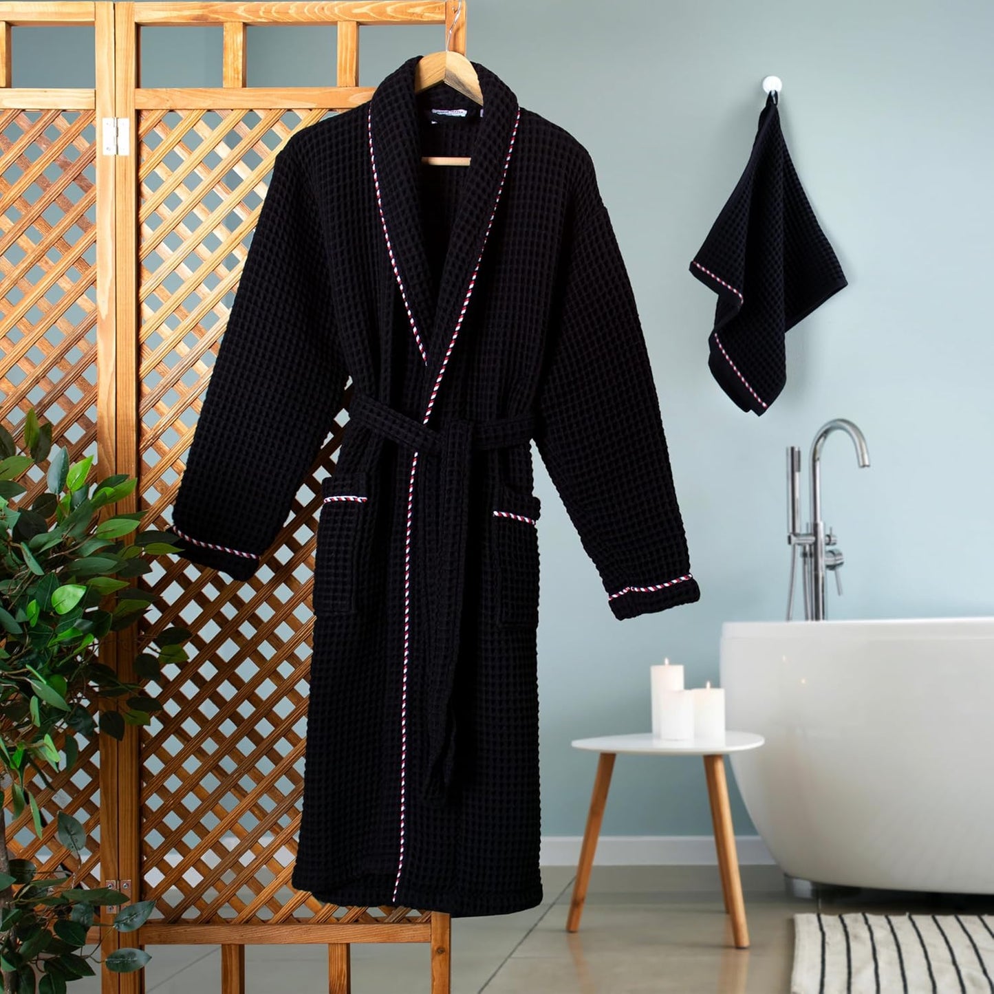 PÜSKÜL - Elegant Waffle Robe Unisex, Luxury Organic 100% Turkish Cotton Waffle Bathrobes for Women's & Men's
