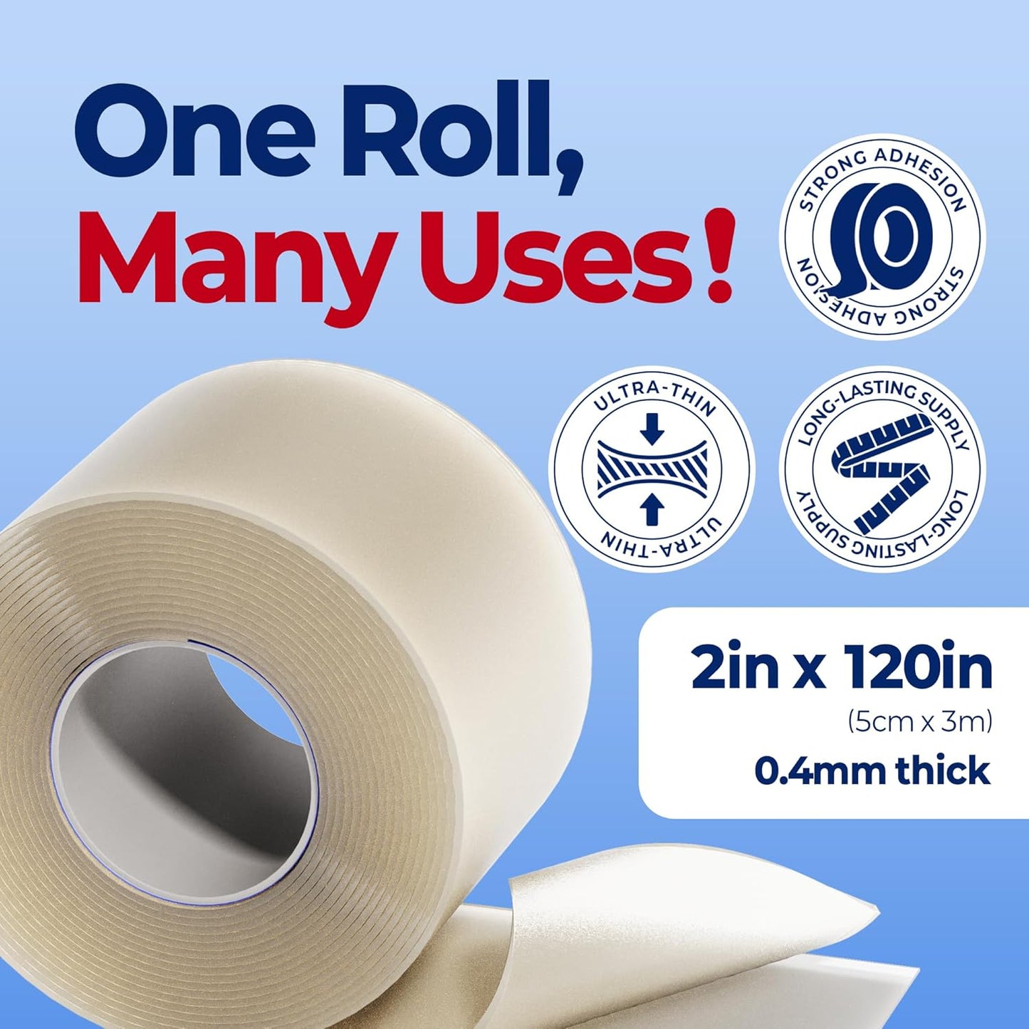 Hydrocolloid Roll – Cut-to-Size Wound Dressing & Pimple Patch for Blister, Acne & Scar Care | Transparent, Waterproof, Skin-Friendly Bandage (2in x 10ft)