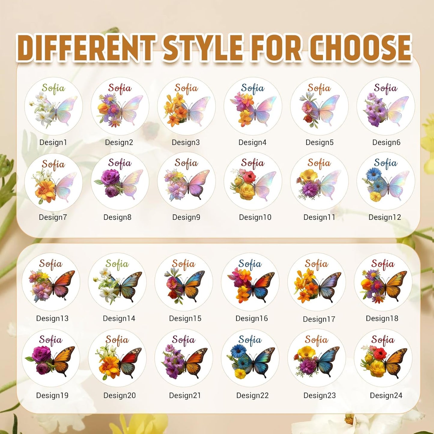 Custom Compact Mirror with Name - Personalized Flip Makeup Travel Pocket Mirror Gift for Women Bridesmaids Wedding Birthday (Butterfly Flower)