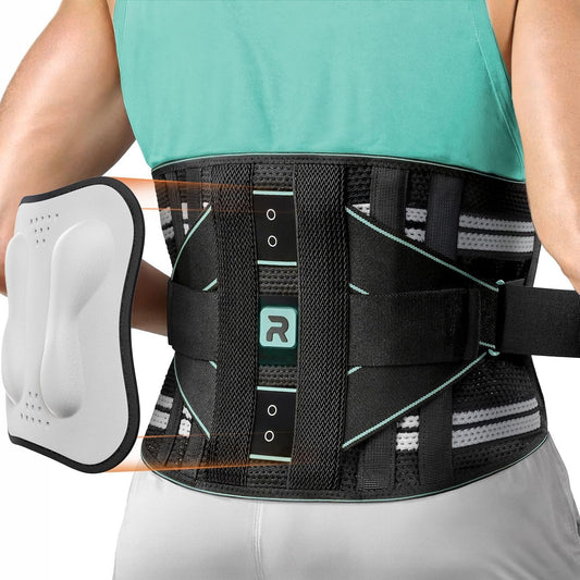 Back Brace for Lower Back Pain Relief for Women Men, Elastic Back Support Belt with 8 Stays and 3200 Uses Touch Fastener for Lifting at Work, Breathable Soft Lumbar Support with Removable 3D Compression Pad (Blue, Large)