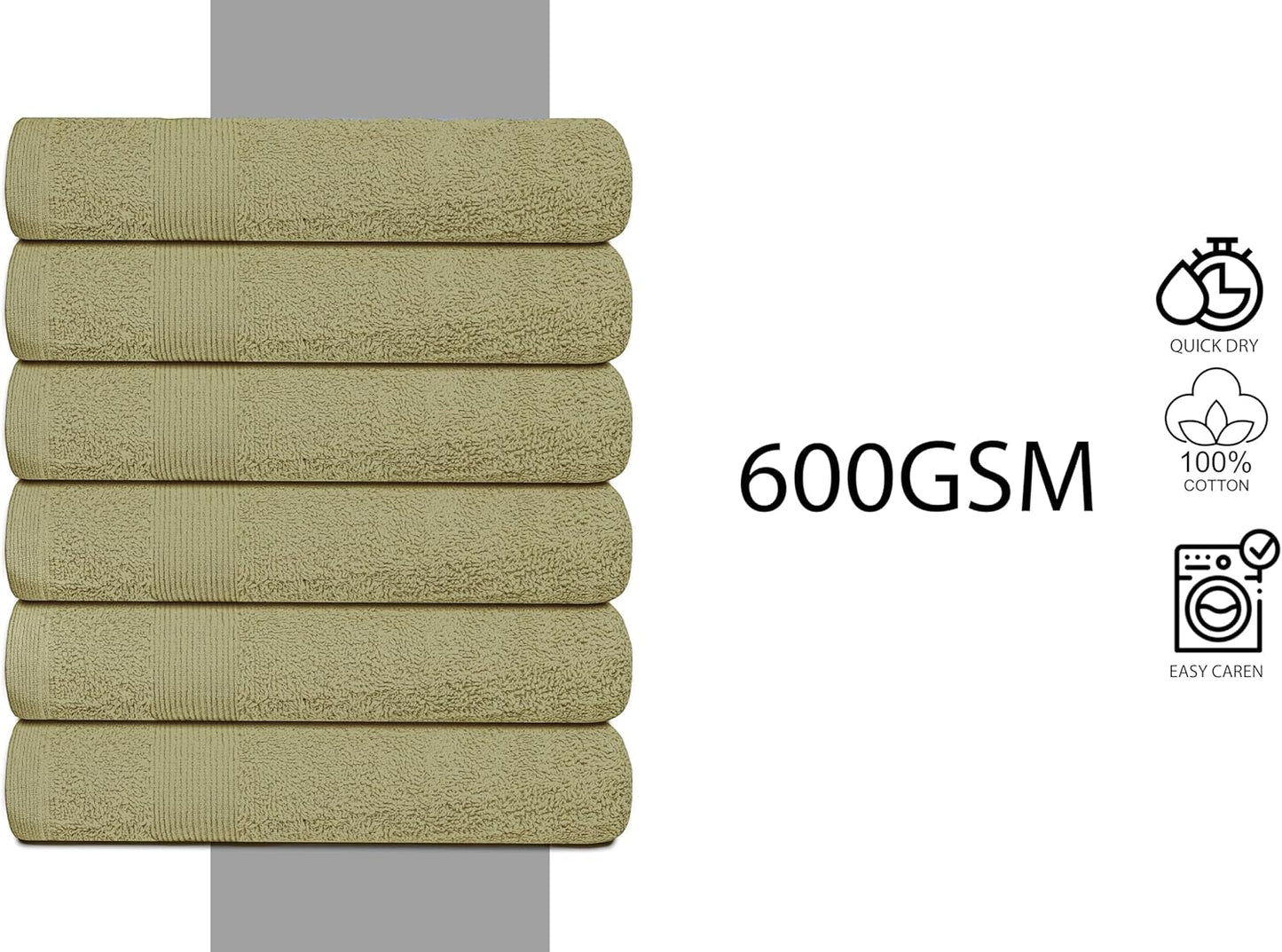 Premium Hand Towels Pack of 6 (16" x 30”) 100% Combed Ring Spun Cotton | Highly Absorbent Hand Towels Set | Ultra Soft for Home, Gym & Spa (Sage Green)