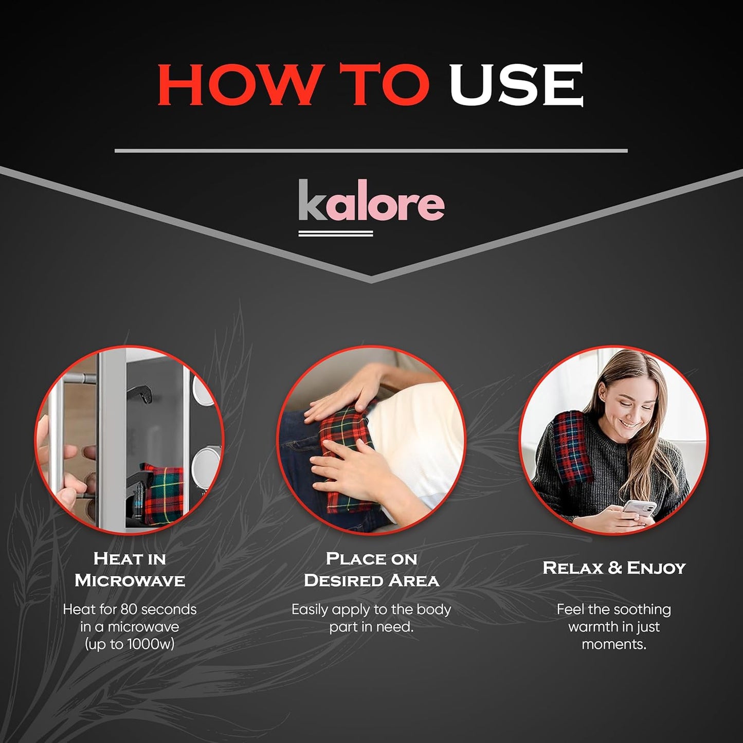 Microwavable Heating Pads for Winter Warmth, Back, Stomach & Head Comfort – Kalore Soft Cotton Tartan Neck Wrap – Even Heat Distribution Hot Compress Bag –Wheat Heat Pad XL – Unscented – Black Watch