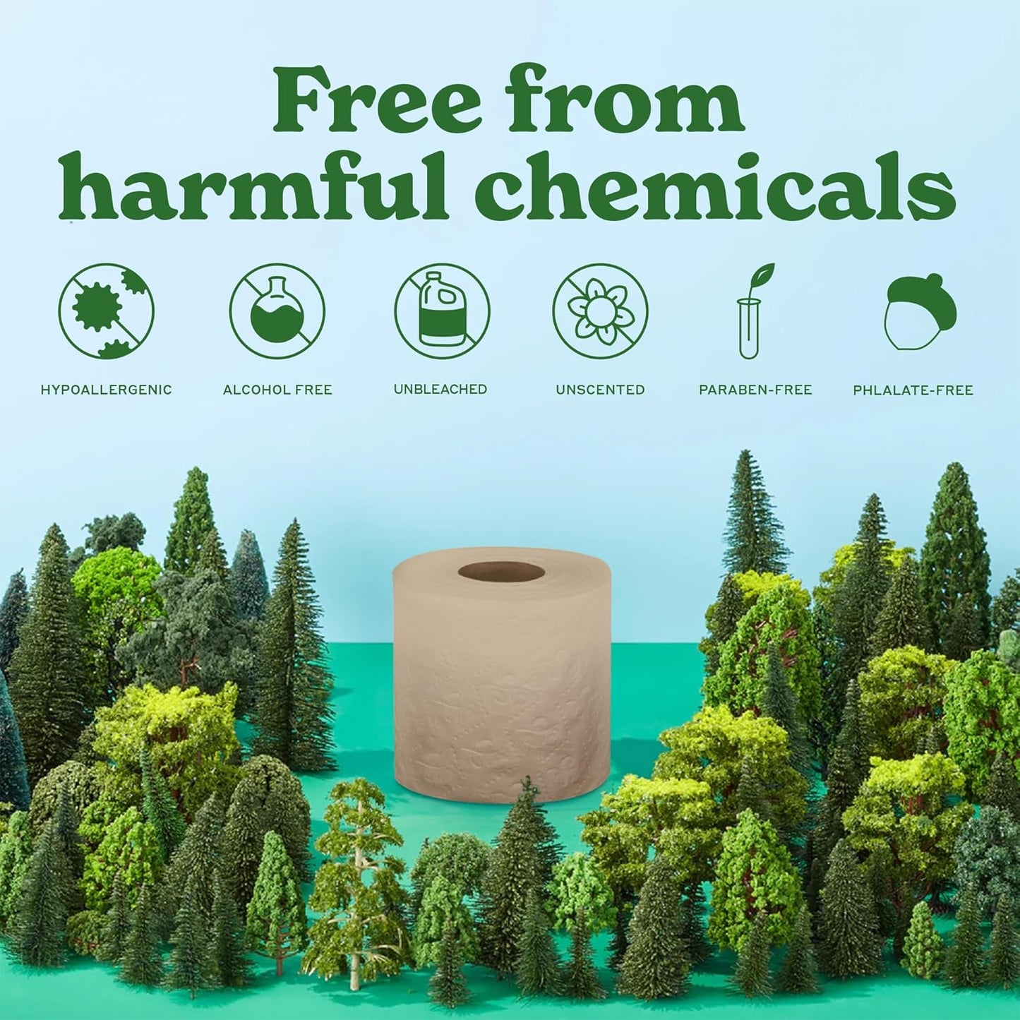 Caboo Tree Free Unbleached Toilet Paper | Plastic Free Packaging, Septic Safe, Eco Friendly, Chemical Free, Non Toxic | 2 Ply Toilet Tissue, Pack of 12 Double Rolls, 300 Sheets Per Roll