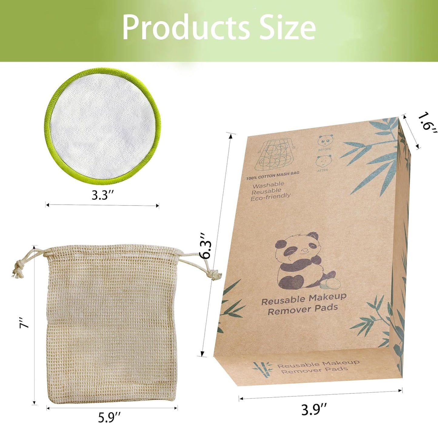 20 Pack Reusable Makeup Remover Face Pads with Laundry Bag Washable Soft and Comfortable Cleaning Face Skin,Washable Bamboo Cotton Rounds Multicolour