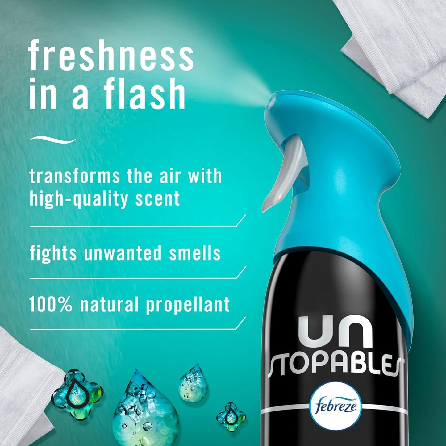 Febreze Air Freshener Spray, Unstopables Fresh, Odor Fighter for Strong Odor, 8.8 Oz, Pack of 6