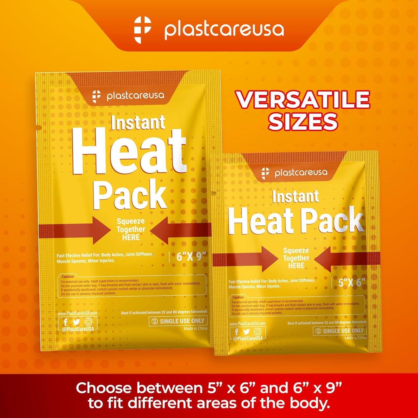 Instant Heat Pack - Disposable Hot Packs for Pain Relief, 6 in x 9 in, 25 Packs - Hot Pack for First Aid and Muscle Pain