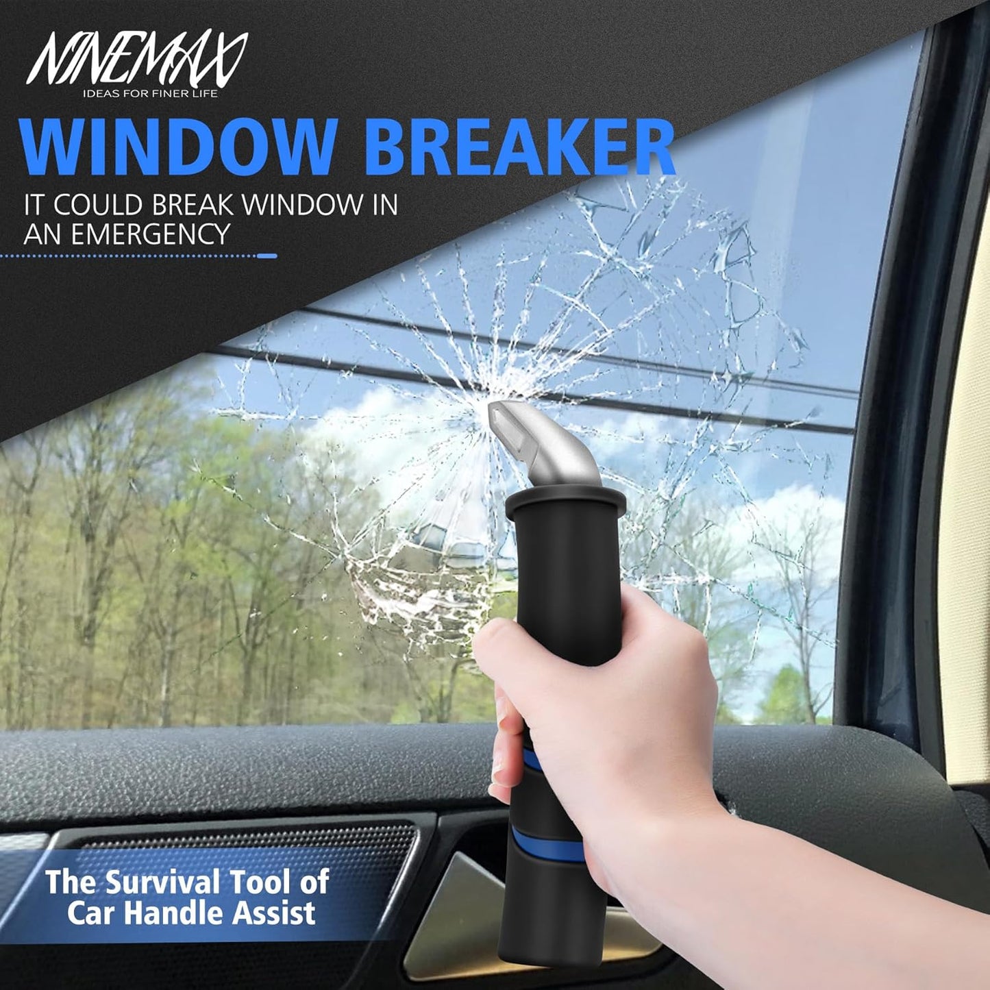 NINEMAX Car Door Handle for Elderly Car Handle Assist Support, Auto Grab Handles, Portable Car Door Cane for Seniors, Handicap (2 pcs)