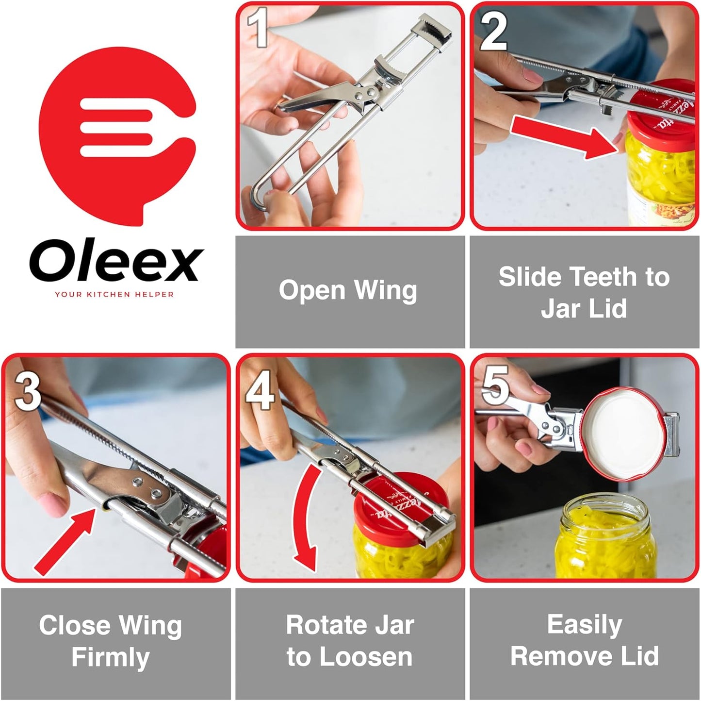Oleex Jar Opener for Weak Hands with Keychain Bottle Cap Opener. Easy Jar Opener for Seniors with Arthritis or Kids Jar Openers. Jar Gripper Tight Lid Opener and Bottle Opener Kitchen Gadgets