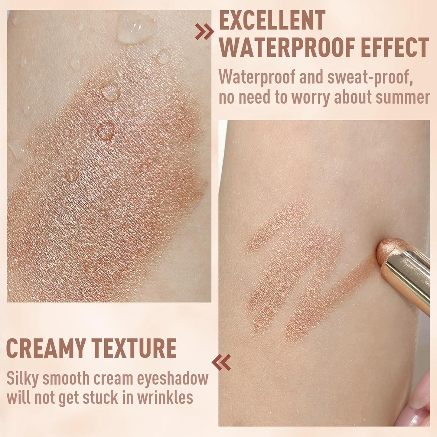 FV Cream Shimmer Eyeshadow Stick,Long Lasting & Waterproof, Multi-Use & High Pigment Eyeshadow Makeup Stick, Champagne Shimmer