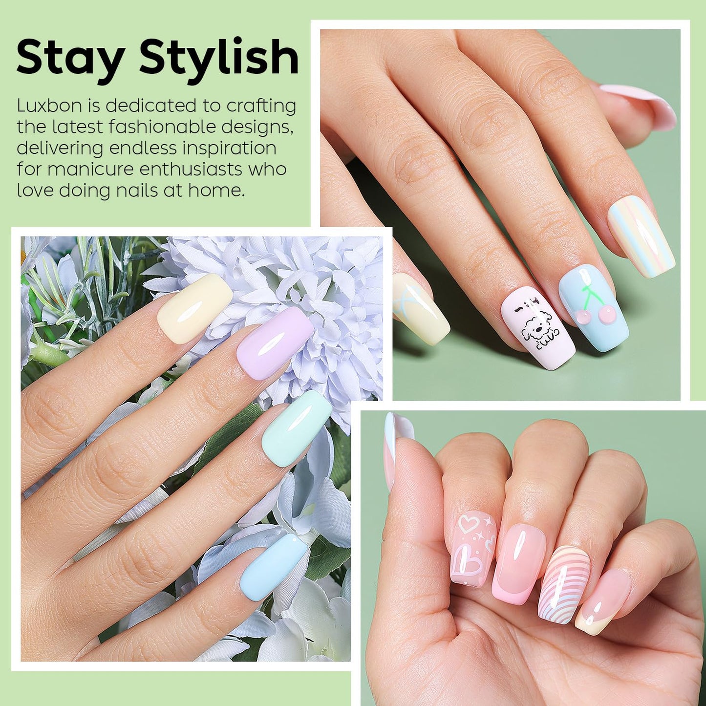 Luxbon 12 pcs Gel Nail Polish Set - Summer Color Set Long Lasting Gel Polish, uv led Soak Off Nail Art Designs Manicure Kit 008