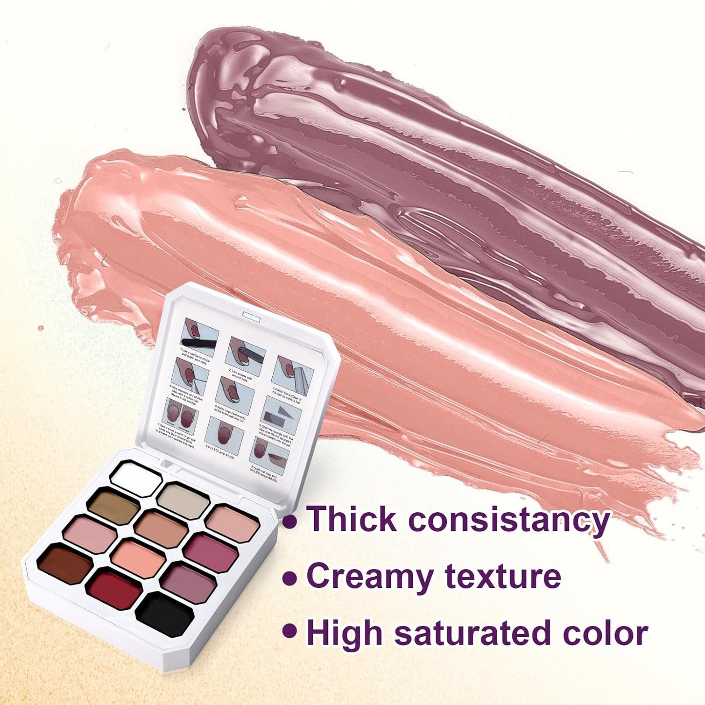 Gradient Painting Gel, 12 Colors Ombre Nail Polish for Pigmented Pat Painting Gel French Manicure No-wipe Soak of UV DIY Art Home Salon Palette Palette Velvet Sonnet