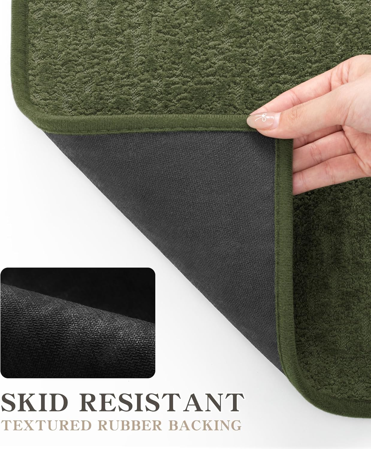 chakme Bathroom Rug Sets 2 Piece, Ultra Thin Bath Mat Quick Dry Bath Mat Set, Absorbent Bath Mat for Bathroom Non Slip Machine Washable, (Dark Green, 2 Piece)