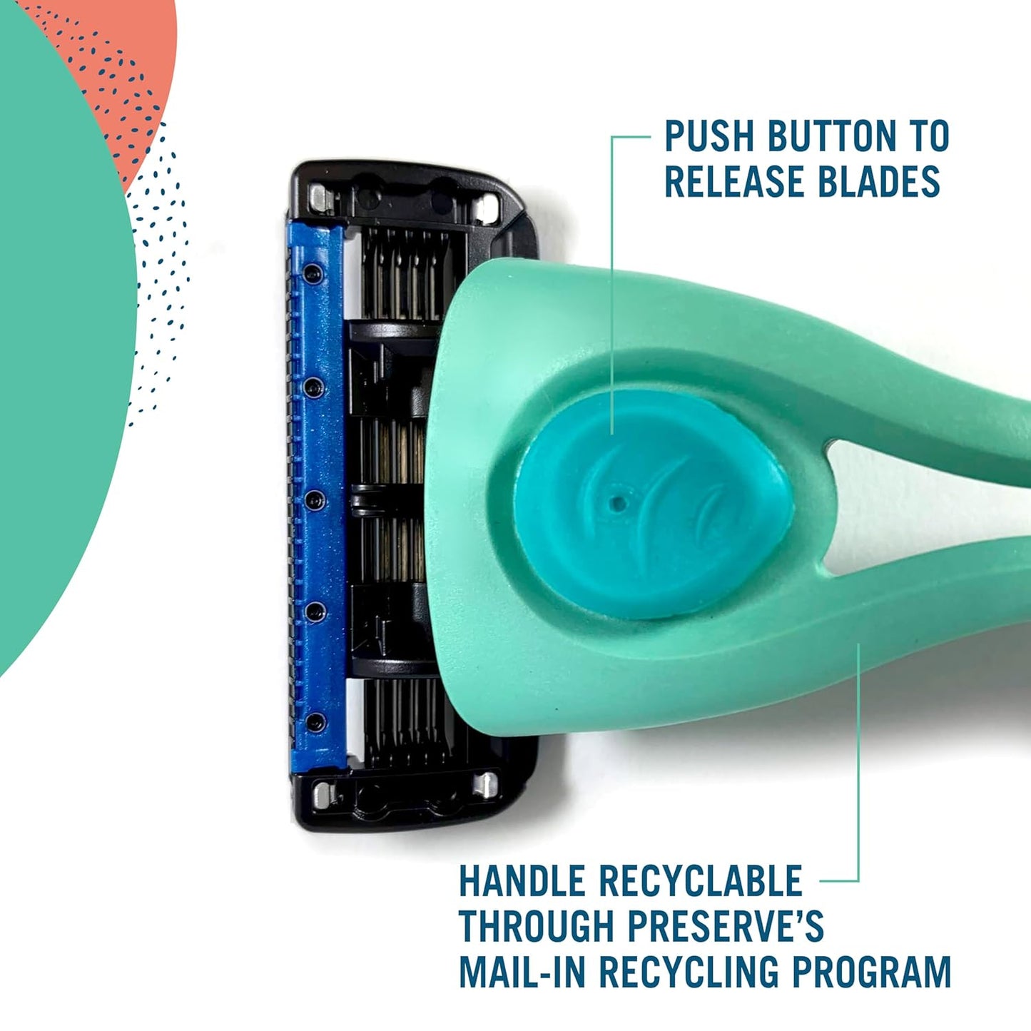 Preserve Shave 5 Five Blade Refillable Razor, Made from Recycled Materials, Sunshine Yellow
