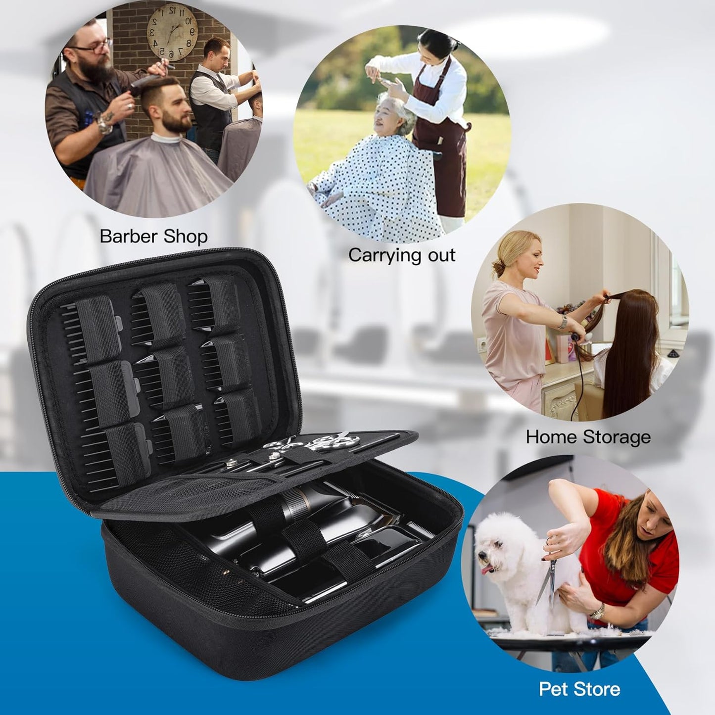 SMYV Barber Bags for Clippers and Supplies, Mens Hair Trimmers Box, Portable Clipper Storage Case for Barber Accessories (Case Only)