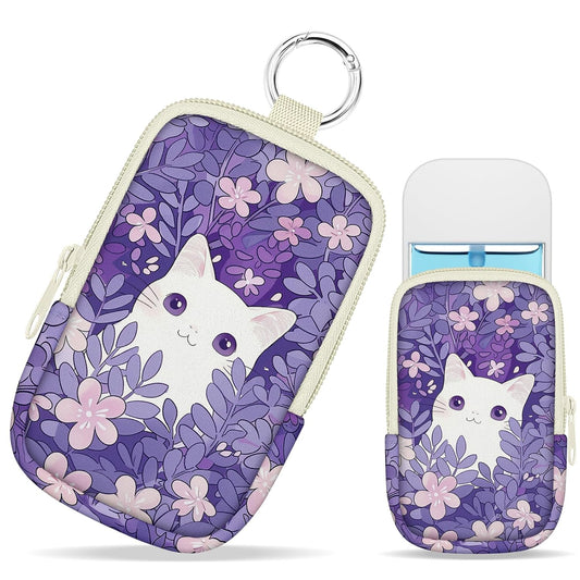 Cat Hand Sanitizer Spray Case, Cute Hand Sanitizer Holder Zippered Pouch, Fashion Accessory with Snap Hook for Glow Mist and Power Mist 1FL OZ