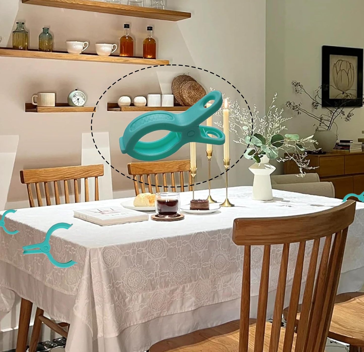 Plastic Clothes Pins Spring Clips Heavy Duty Laundry Clothespins Beach Towel Clips Clothes Pins Air-Drying Clothing Pin ,Set of 8 (Green)