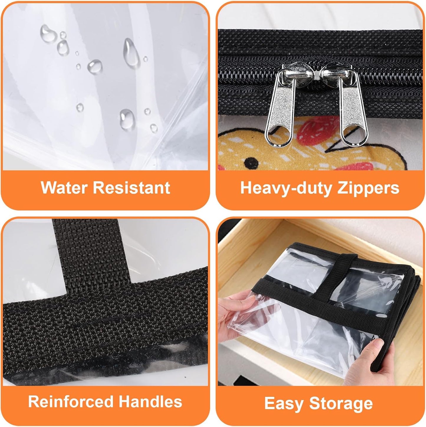 Clear Clothes Storage Bags, 6 Pack Closet Organizers and Under Bed Storage Containers, Foldable Moving Bags with Zippers for Comforter, Blanket, Bedding, Duvet, PVC Packing Bags 90L