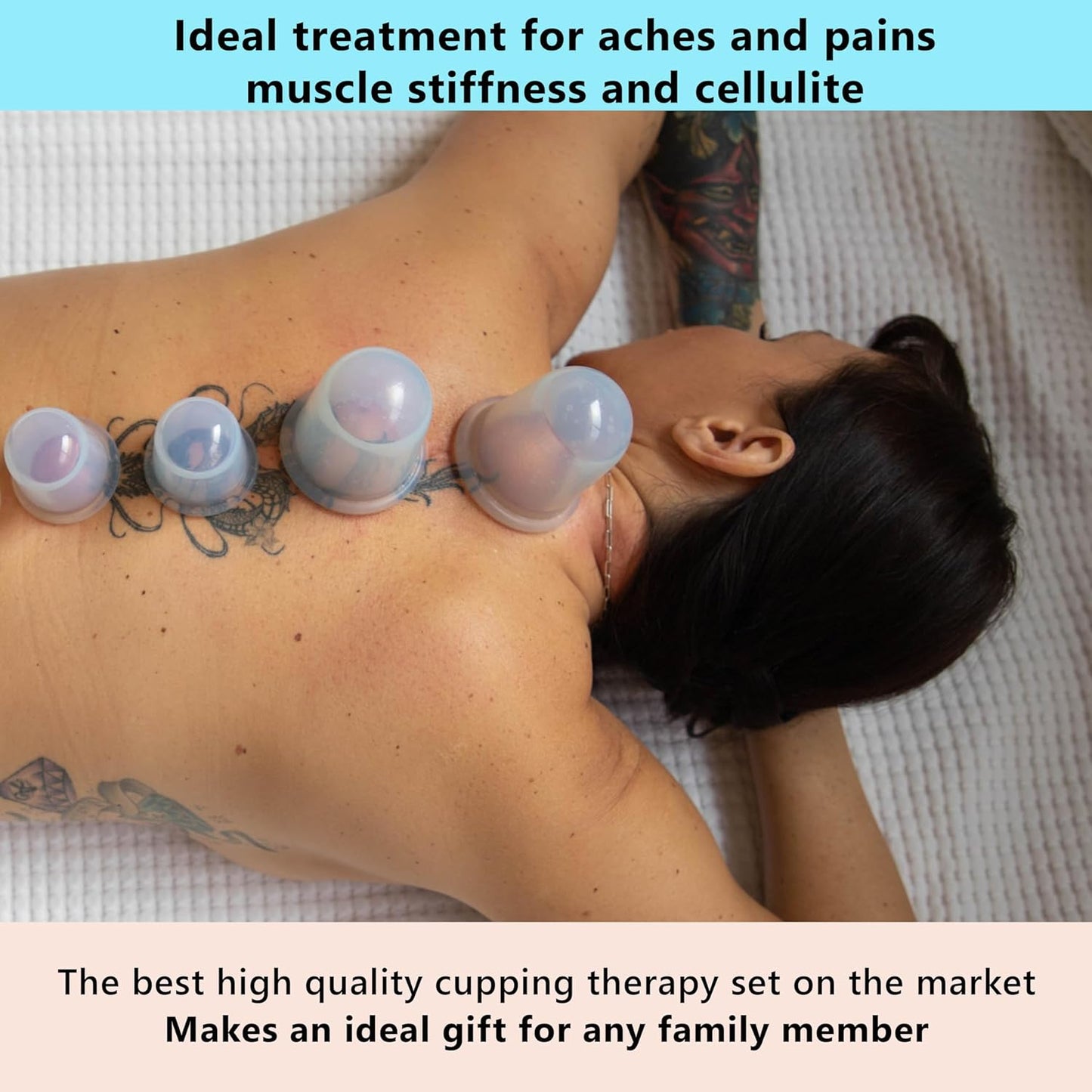 Cupping Kit for Massage Therapy - by DoSensePro - Silicone Cupping Therapy Set of 4 for Athletes - Pain Relief and Muscle Massager (2 XL 2 L)