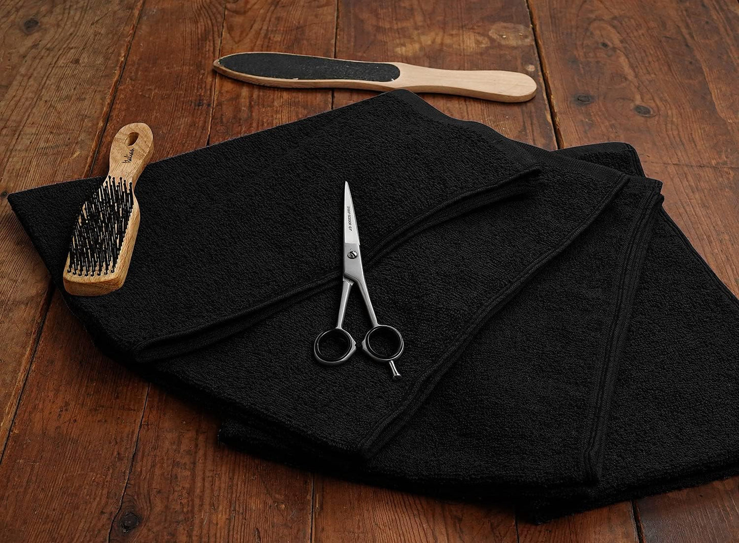 Premium 100% Cotton Hand Towels – Pack of 24, 16x27 Inch – Quick-Dry, Highly Absorbent Salon Towels for Hair Care, Gym, Spa & Bathroom – Black