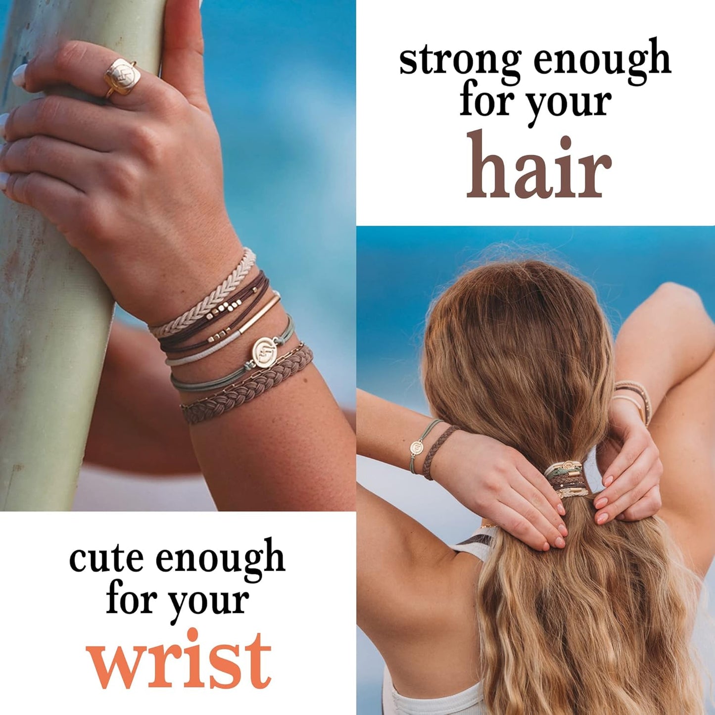 K'lani Hair Tie Bracelets for Women - Elastic Hair Bands That Double as Stylish Jewelry - Climb - Medium