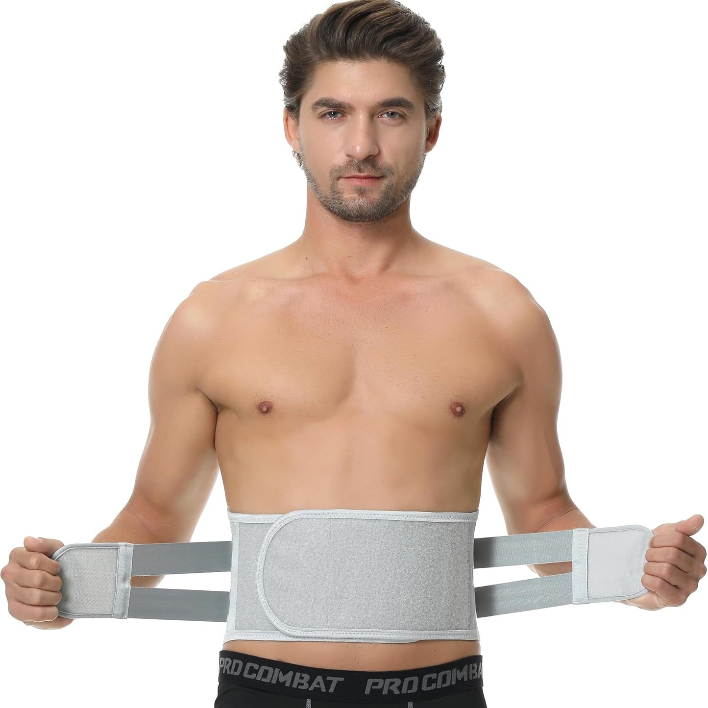 NeoTech Care Back Support Belt - Breathable & Adjustable Lower Back Brace - Double Pull Compression Straps (Grey, Size S)