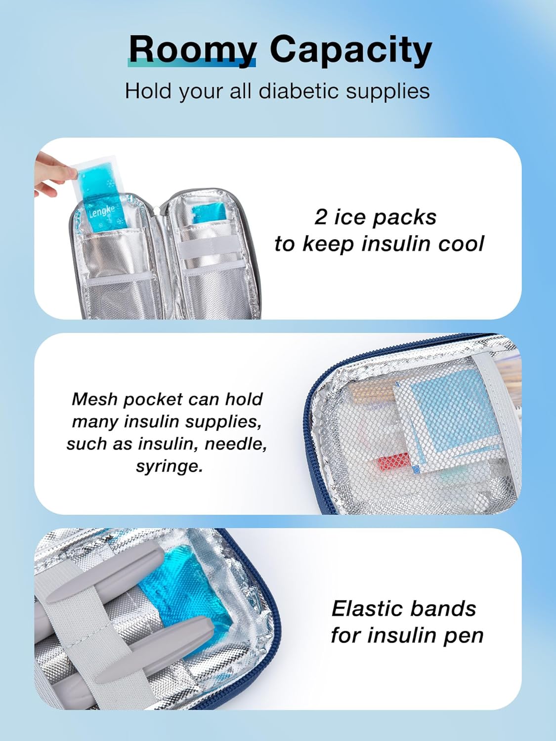 Insulin Cooler Travel Case with 2 TSA Approved Ice Packs, Diabetic Medication Insulated Cooling Bag for Insulin Pens and Diabetic Supplies Storage, Compact for Daily Life and Trips