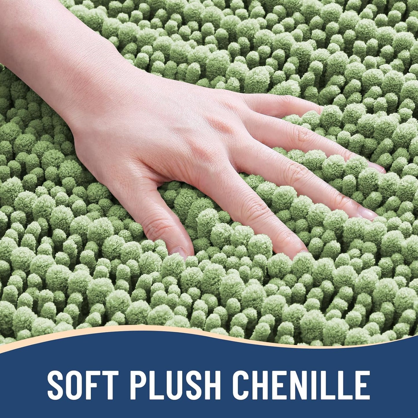 Arotive Luxury Chenille Bathroom Rug Mat, Extra Soft Thick Absorbent Shaggy Bath Rugs, Non-Slip Machine Wash Dry, Plush Bath Mats for Bathroom, Shower and Tub, 60x24, Sage Green